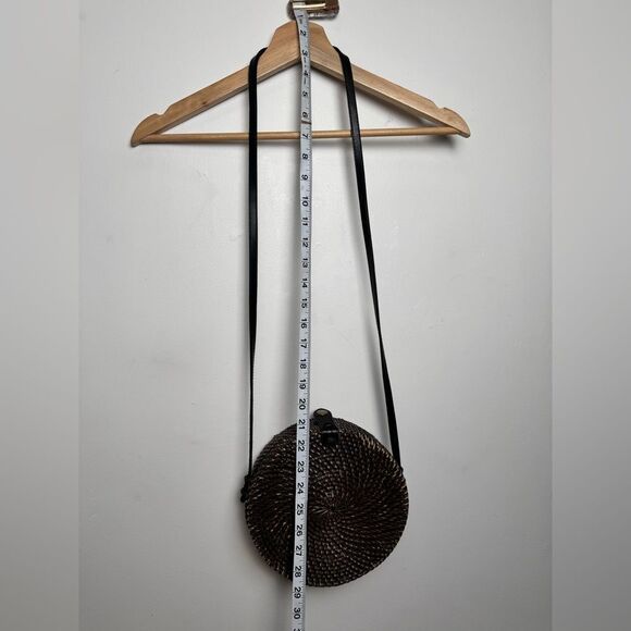 Woven‎ Round Rattan Bag Wicker Straw Purse Crossbody Brown Tropical Boho - Picture 16 of 17